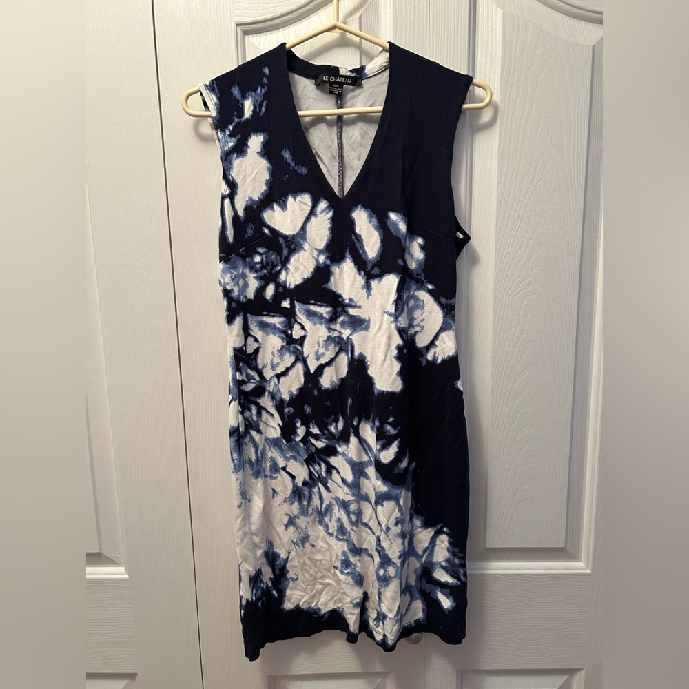 Le Chateau Blue and White Maxi Dress